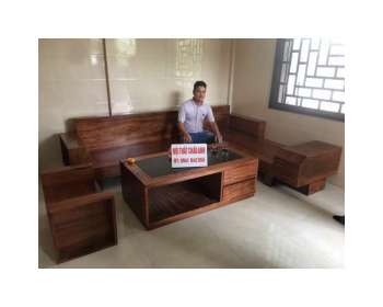 Sofa gỗ hương xám chữ L BG285